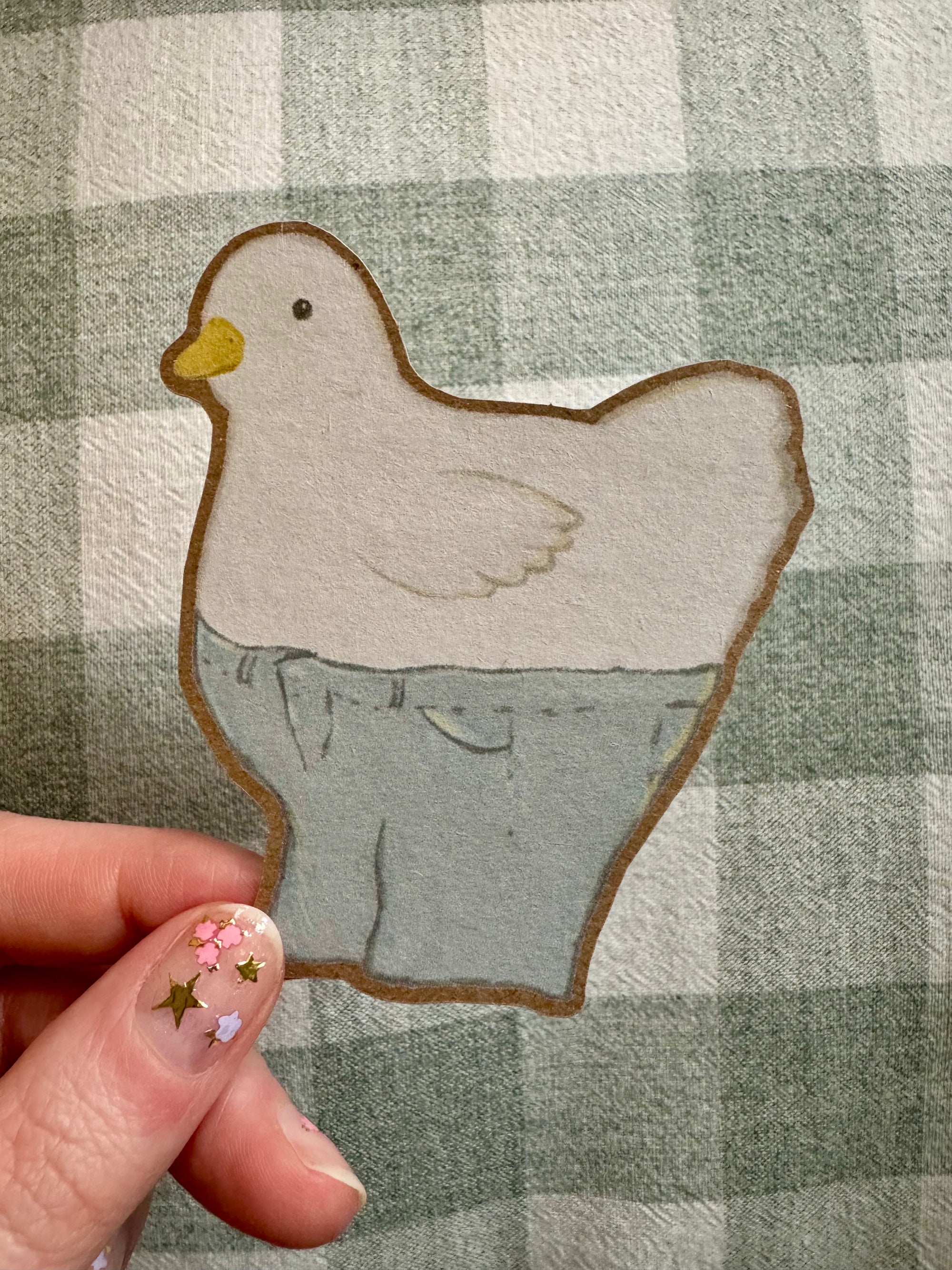Duck Pants Sticker.