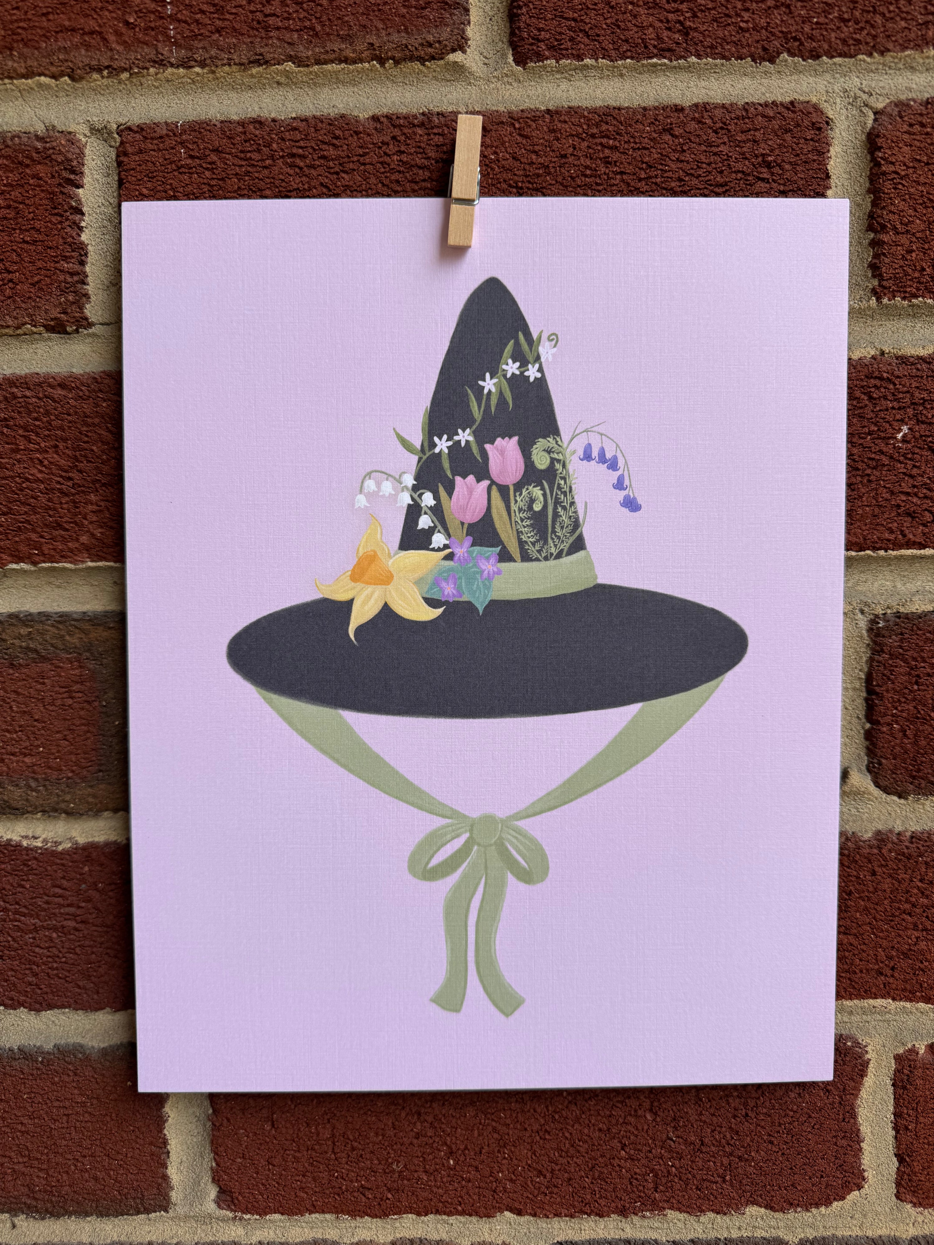 Spring Witch Hat Print in Pink
